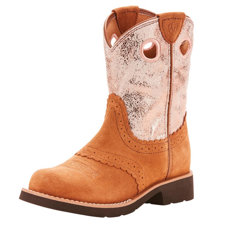 Ariat Fatbaby Cowgirl Kahverengi / Pembe Western Csizma Çocuk (37435-943)